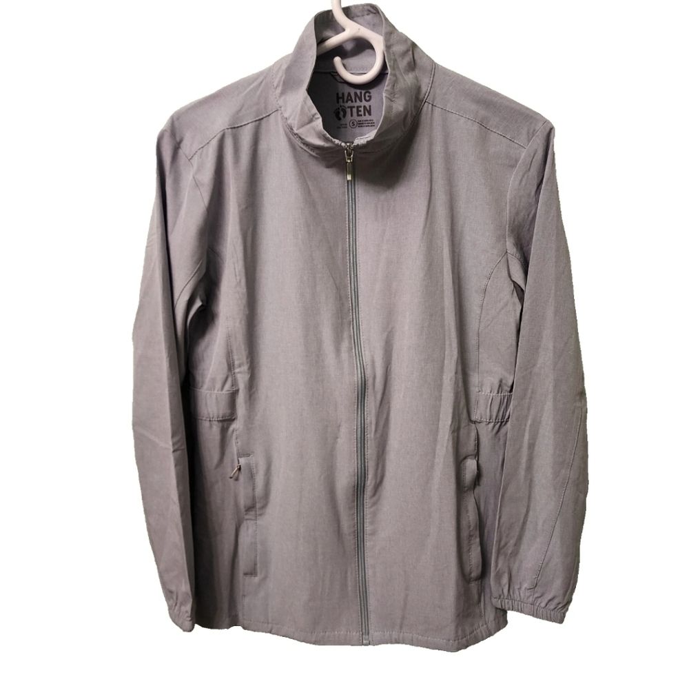 Hang Ten Jacket Womens Size Small Gray Lightweight Windbreaker Full Zip Surf